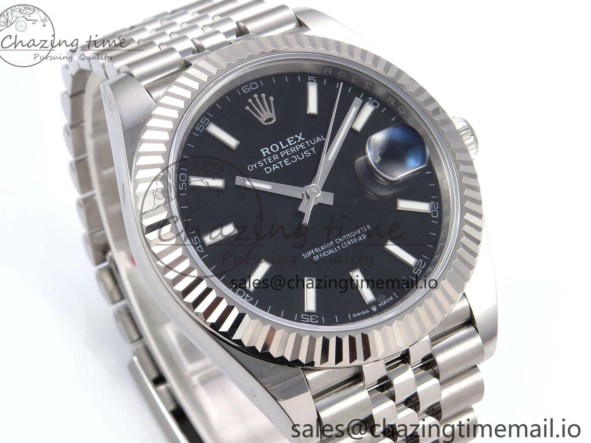 MiroTime 0406 HighPerformance DateJust 41 126334 EWEF Best Edition Black Stick Dial on Jubilee Bracelet A 1046